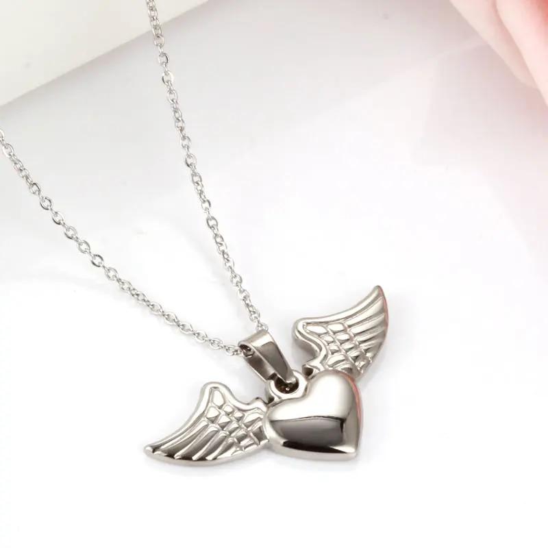 Xinxuanmei Крылья Ангела Сердце Ожерелье Женщина Ювелирные Изделия Из Нержавеющей Стали Для Женщин Чокер-Цепочка Ожерелье Подвеска Бесплатная Доставка