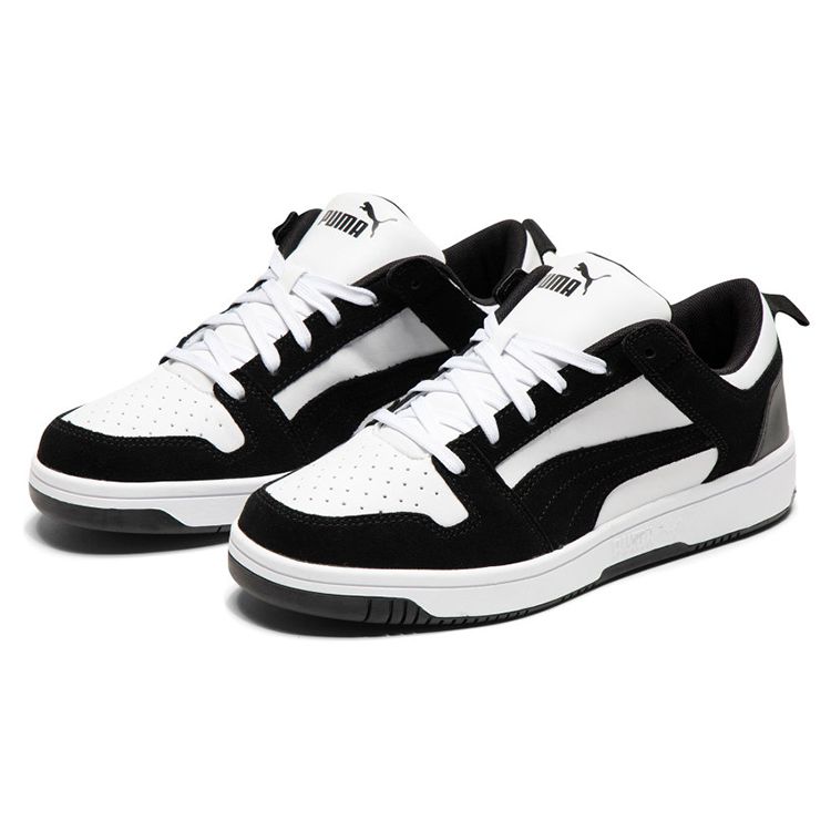 Puma Rebound Layup Lo Sd Кожаные Удобные Кроссовки с Низким Верхом Унисекс кроссовки Черный Белый 370539-01