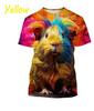 Cute hamster pattern T-shirt, men's and women's 3D printed short-sleeved men's T-shirt, extra large size hip-hop T