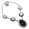 Sage Amethyst, Moonstone Gemstone 925 Sterling Silver Jewelry Necklace 18"
