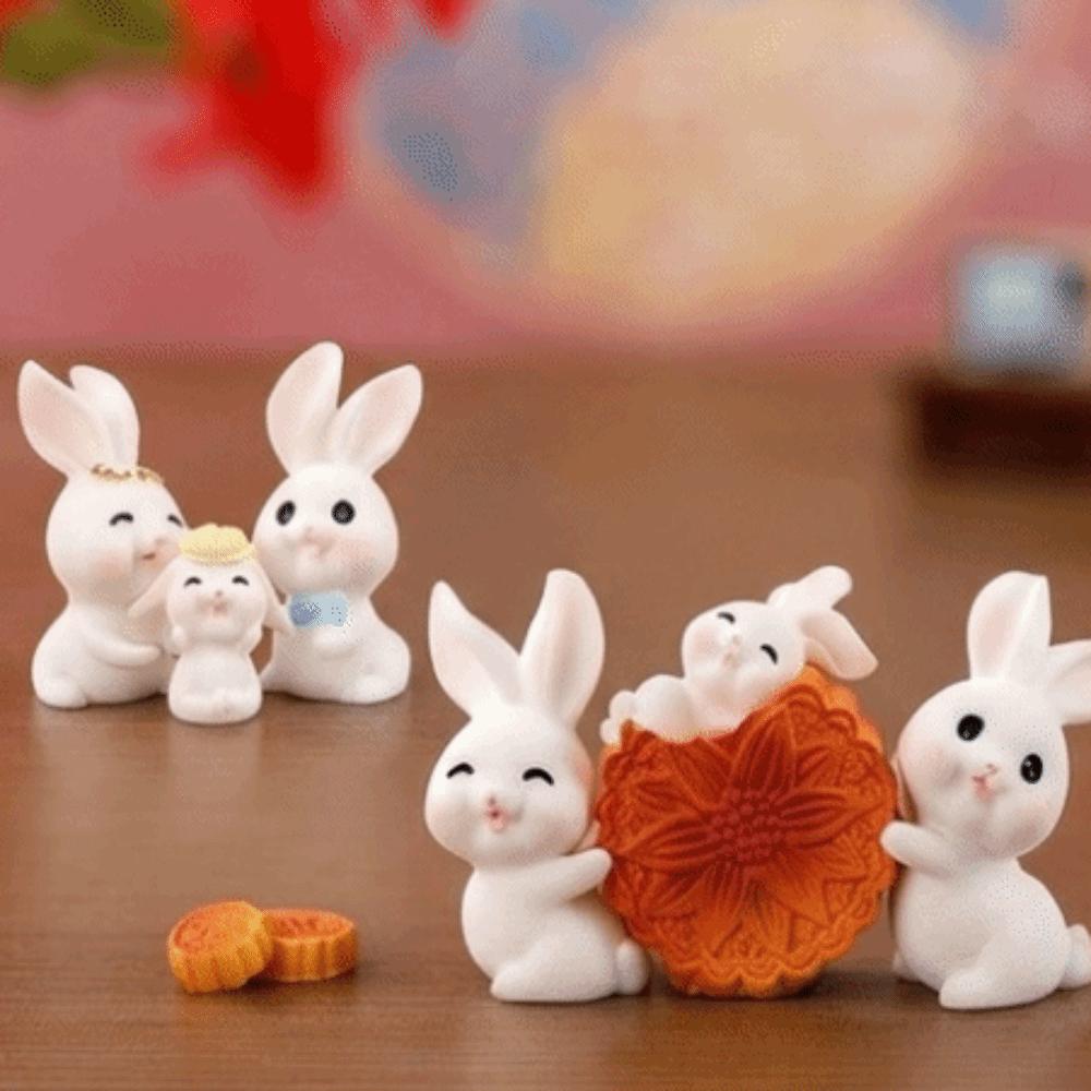 Resin Mini Ornaments Mooncake Mid-Autumn Festival Desk Figurines Cute Micro Landscape Decor DIY