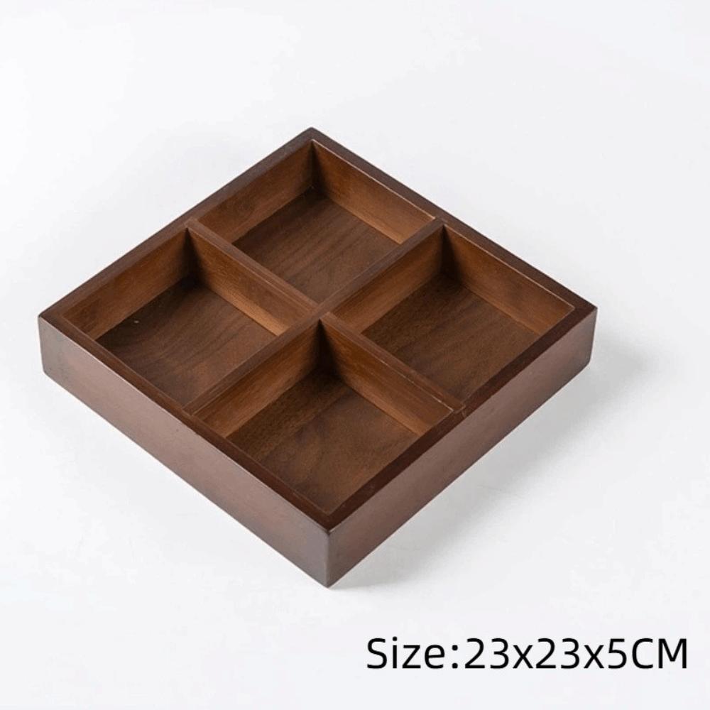 Multi-Grid Divided Plate Wooden Snack Storage Tray Reusable Bamboo Tray Candy