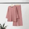 2023 Autumn/Winter Women's Long-Sleeve Top & Wide-Leg Pants Solid Color 2-Piece Casual Sportswear Set