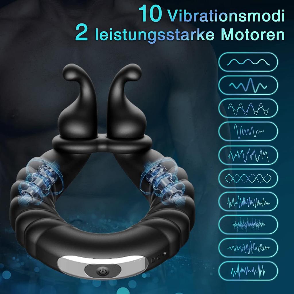 Ring Vibrator Rings Sex Toy for Couples with Adjustable Size Cock Ring Sex Toy with 10 Vibration Modes for Long-Lasting Erection Ring Sex Toy for Men