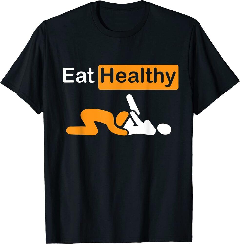 Отличная футболка унисекс премиум-класса Humor Eating Healthy Everyday