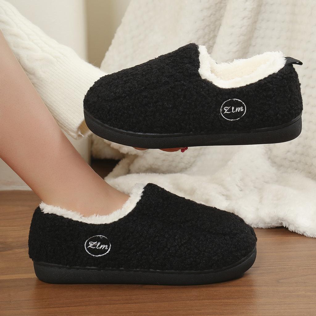 Fashion 2024 Fashion New Style Warm Plus Velvet Thick Home Cotton Shoes Non-slip Winter Heel Thick-soled Cotton Slippers