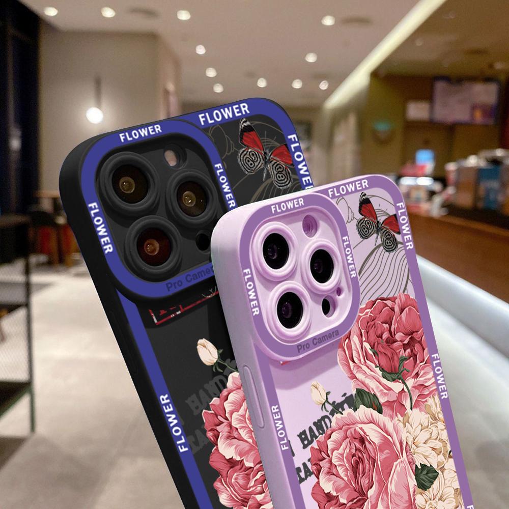 Для iPhone 16 15 14 Pro Max Redmi Note 13 12 Pro Samsung S25 S24 Ultra A13 A14 A15 A16 Красивый чехол с цветочным дизайном и полнообъективной камерой