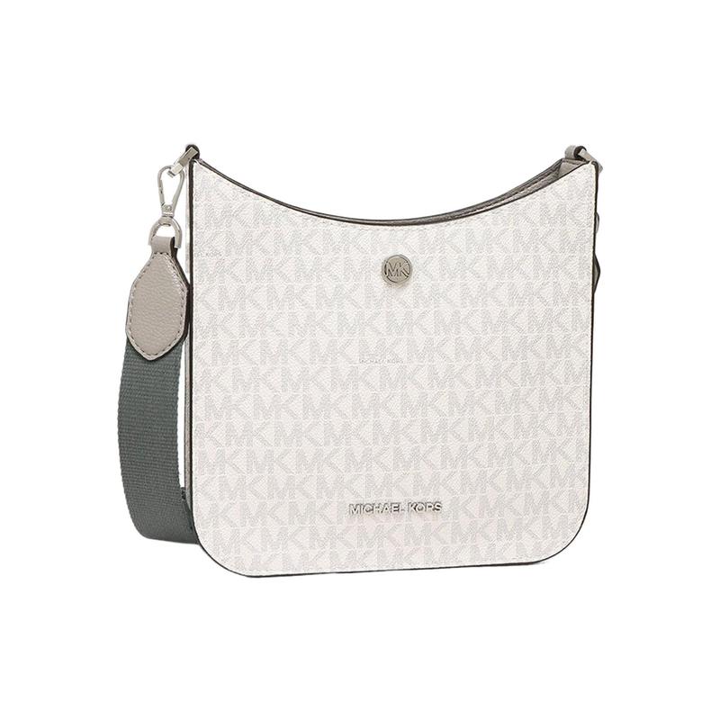 MICHAEL KORS Briley Logo Printed Logo Coated Canvas and Polyester Messenger Bag Shoulder Crossbody Bag Small Women's White