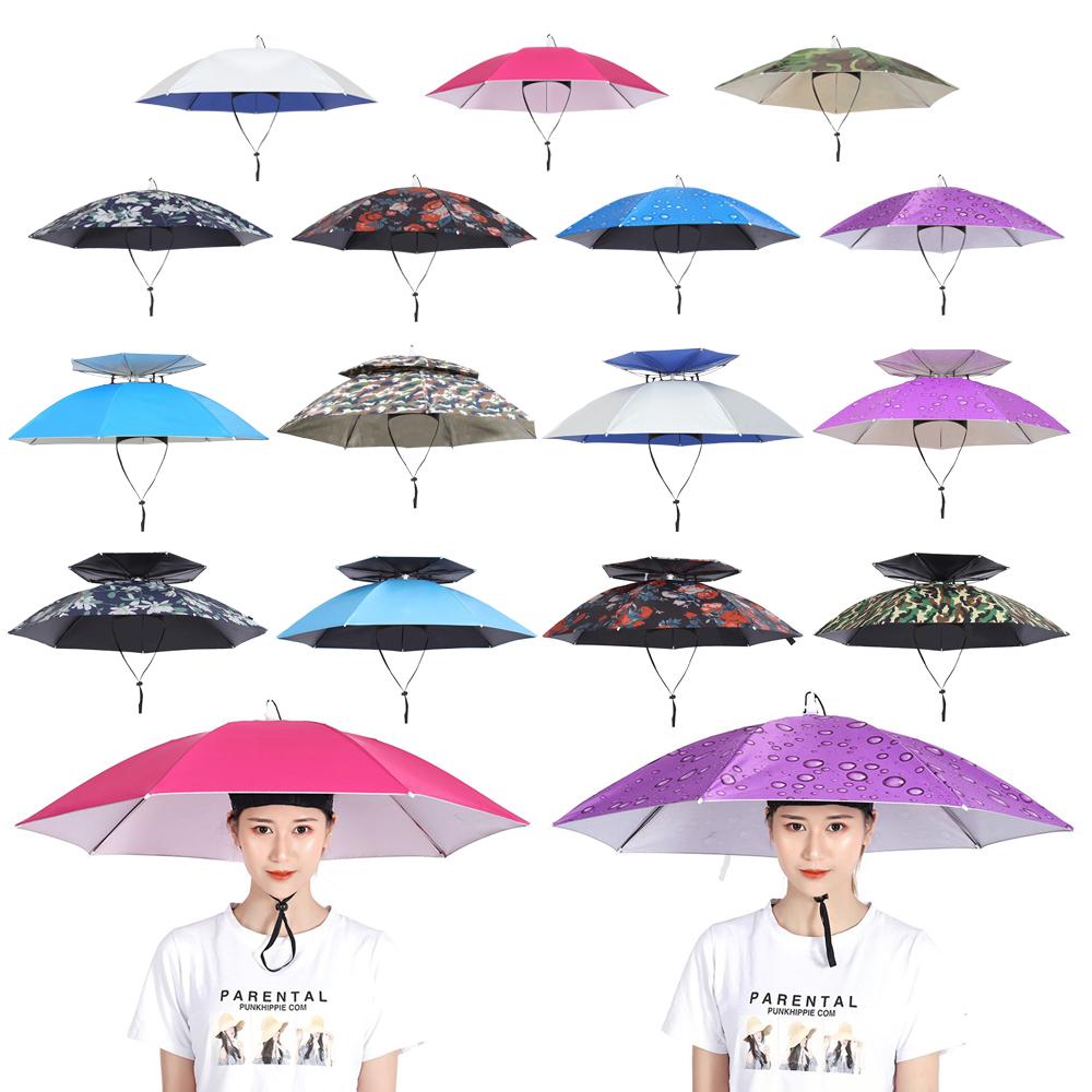 Дождевик Солнцезащитный Зонт Рыболовная Шляпа Двухслойная Ветрозащитная Голова Зонт Шляпа Рыболовные Инструменты