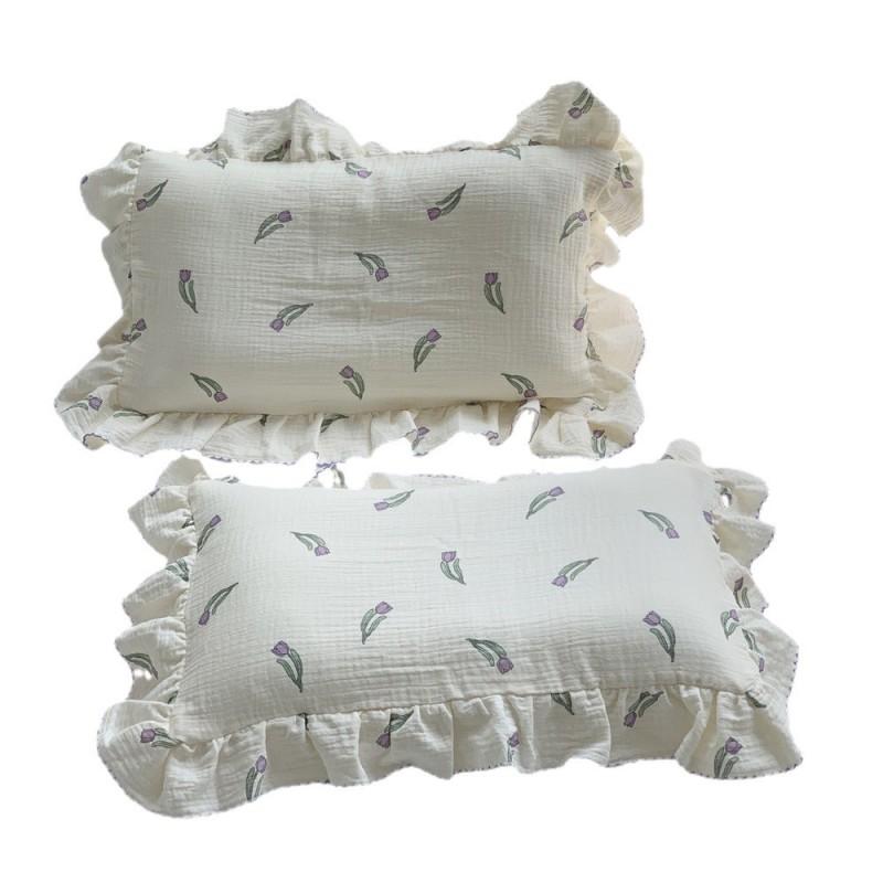 Cotton Kids Pillowcase Girls Use 30x50cm 35x55cm 40x60cm Pure Printed With Ruffle Trim Princess Style