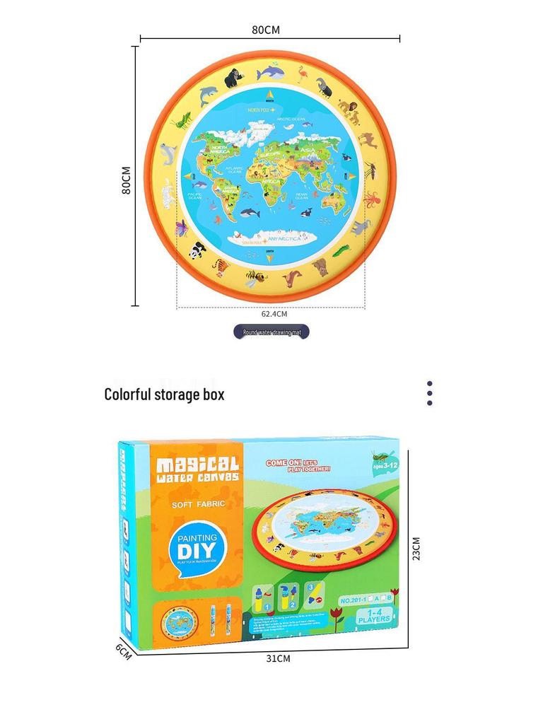 Волшебный коврик для рисования водой - 100×80см Цветное одеяло для рисования и письма для детей