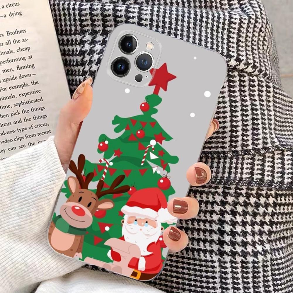 Рождественский Мультяшный Чехол на Телефон для Нового Года для iPhone 15 14 11 12 13 Mini Pro XS Max Чехол 6 7 8 Plus X XR SE 2020 Funda Shell