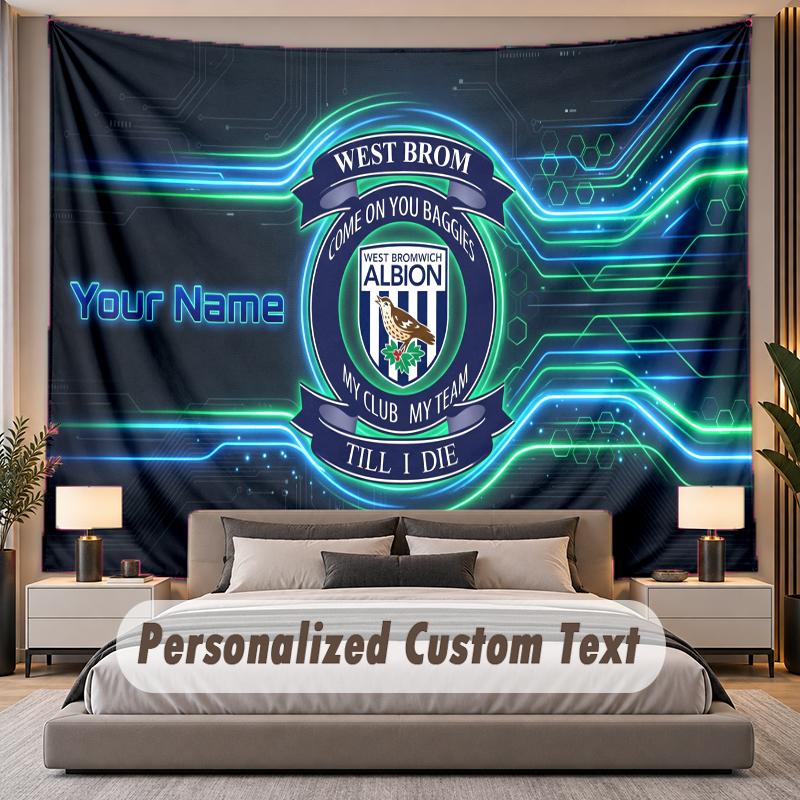 Custom Name Text Tapestry West Bromwich Albion Personalized Polyester Wall Tapestry For Bedroom And Room