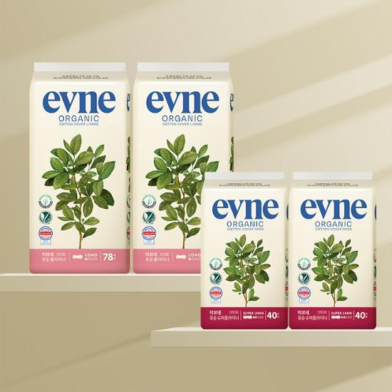 Evne Органический Хлопковый Подкладка 2 Типа Специальный (Супер длинный лайнер 40P*2 Pack, длинный лайнер 78P*2 Pack)