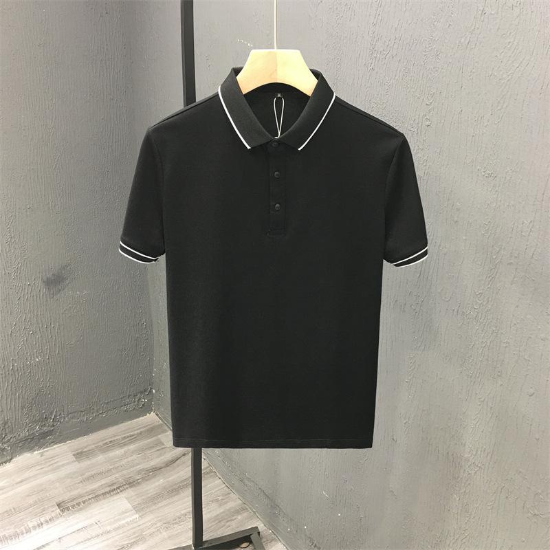 Men's High-End Pearl Ice Silk Polo Shirt, Summer 2023, Short-Sleeved Business Lapel T-Shirt