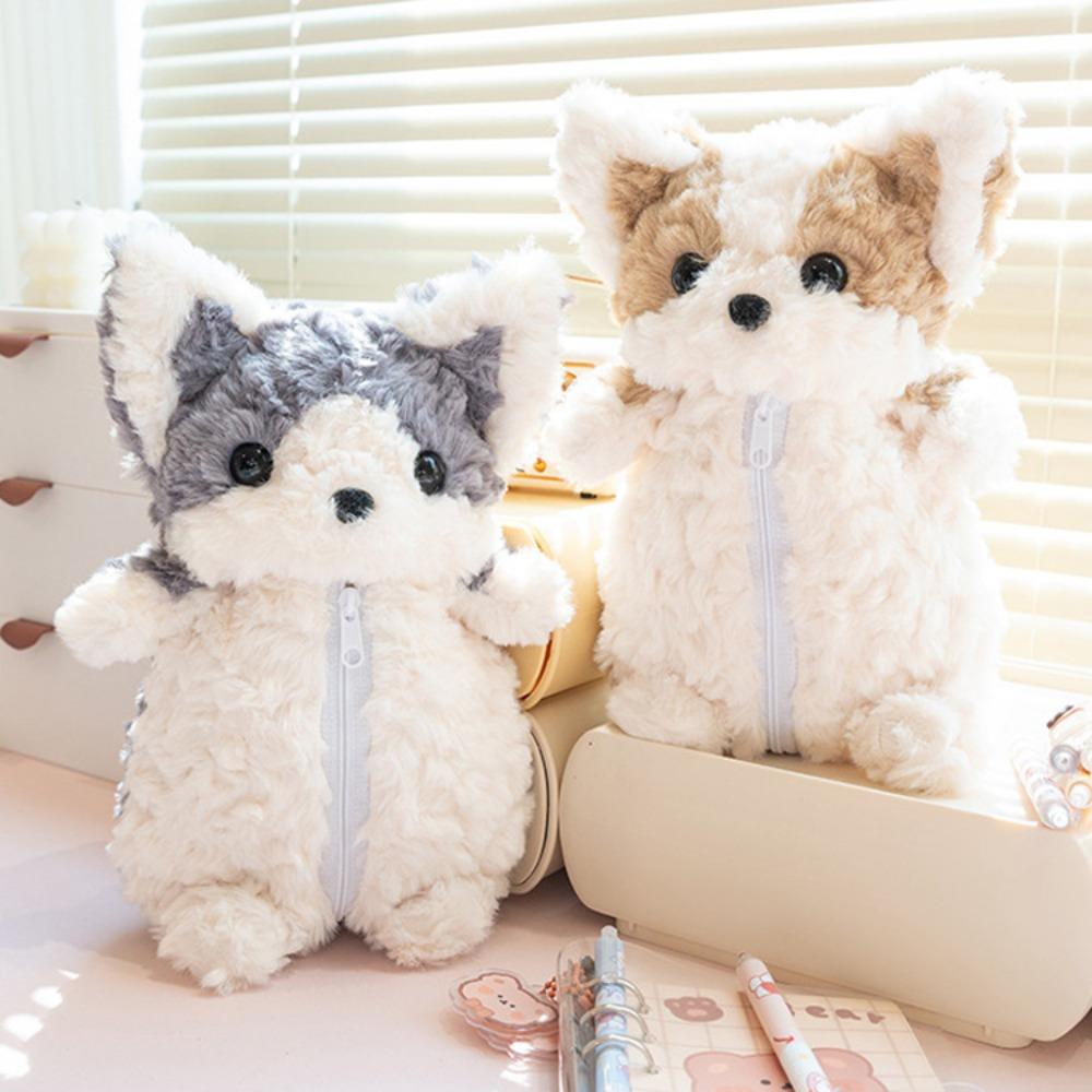 Plush Dog Doll Stationery Bag Corgi Little Dog Pen Pouch Ins Little Dog Doll Pencil Bag Stationery