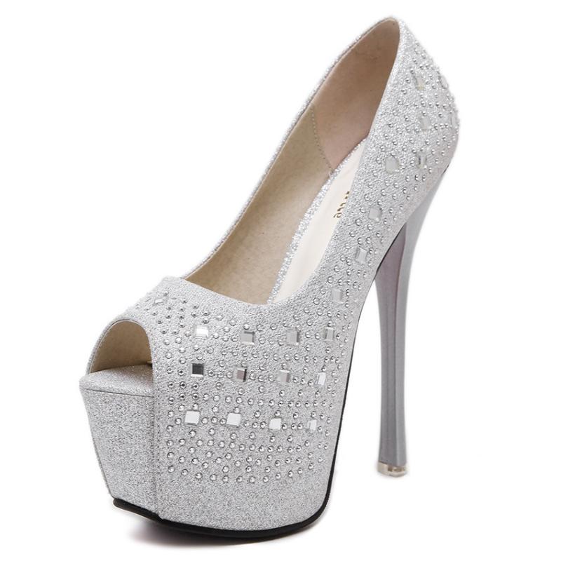 Новые тенденции европейской и американской моды. Увеличивающие стразы. Тонкие каблуки «рыбий рот». Женская обувь. Сексуальные высокие каблуки для ночного клуба.