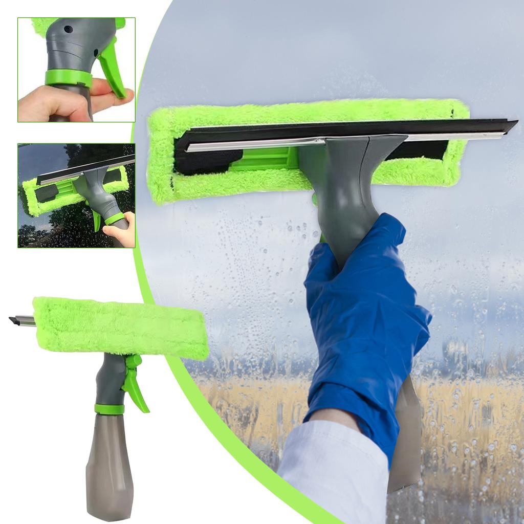 Window Squeegee With Microfiber Water Spray Bottle, Window Cleaning Kit, All Purpose Window Glass Cleaner With Spray Head