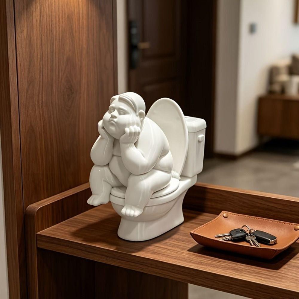 3D Printed Bathroom Thinker Statue Funny Desktop Small Ornament Home Office