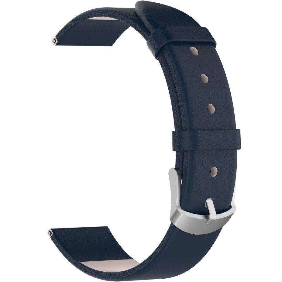 Universal leather strap 18mm, navy blue