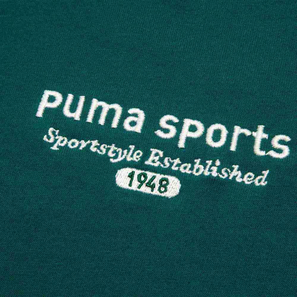 Puma Футболка Team Tee с вышитыми буквами, круглым вырезом, коротким рукавом, женские топы, рождественско-зеленый цвет 624706-43