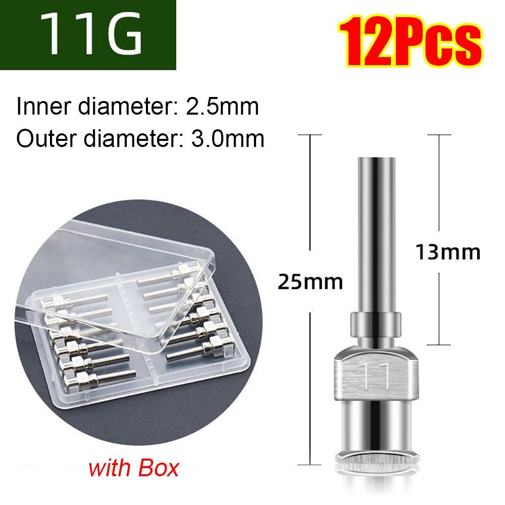 12Pcs Stainless Steel Industrial Glue Injection Needle Blunt Tip Glue Dispenser Tip