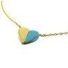 [P8094] - 'Love' Steel Necklace with Gold Turquoise - 12x9 Mm
