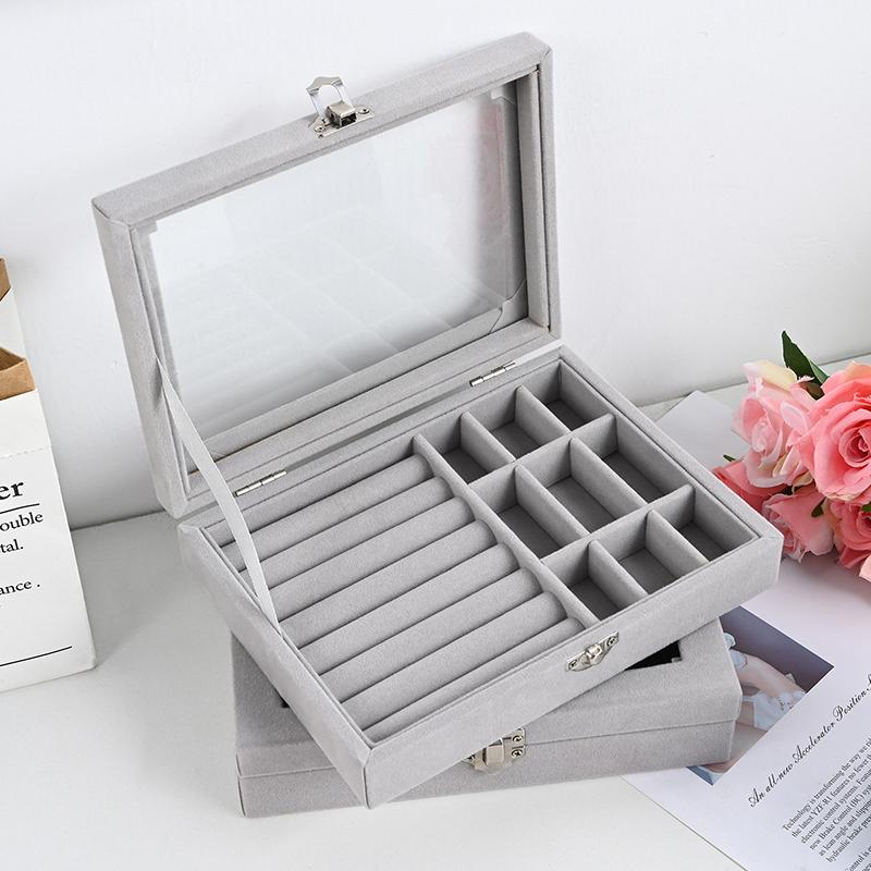 Бархатный чехол с крышкой, коробка для хранения колец, поднос, держатель, коробка для хранения сережек, колец, браслетов, органайзер