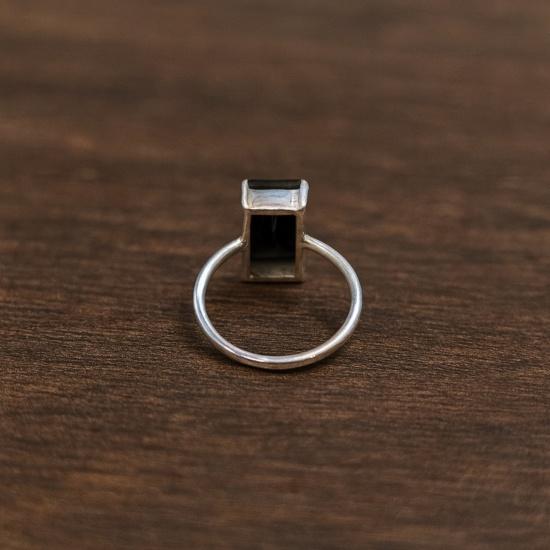 Black Onyx Ring, 925 Sterling Silver, Handcrafted Rectangular Shaped Gemstone, Minimalist Geometric Ring