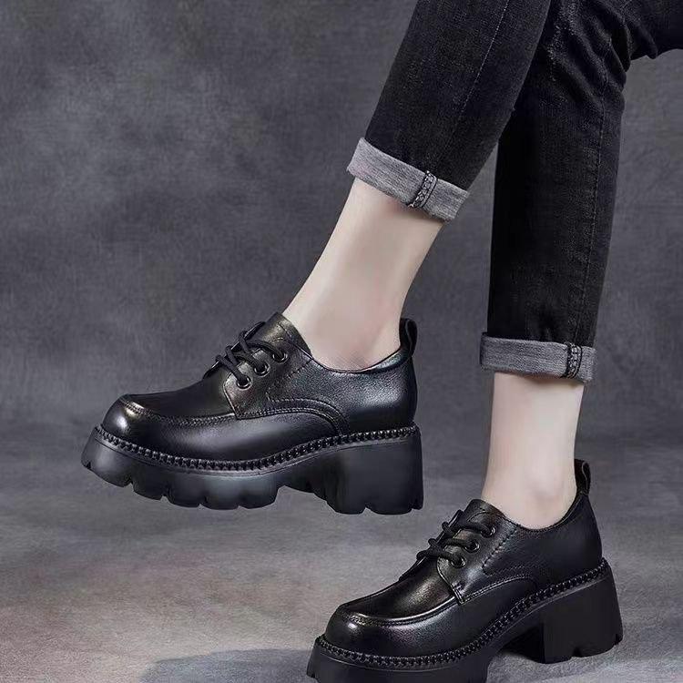 British Style Small Leather Shoes Women's High Heels with Skirts 2025 Autumn New Heightened Platform Loafers Mary Jane Single Shoes