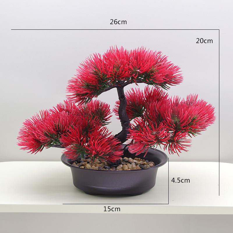 Пластик Сосна Чанбайская Туя Сычуаньская Зеленое Растение с Горшком и Камнем