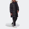 adidas Originals Trefoil Regen Puff Длинное однотонное пальто на утином пуху с капюшоном на молнии, мужская верхняя одежда, черный HL9194