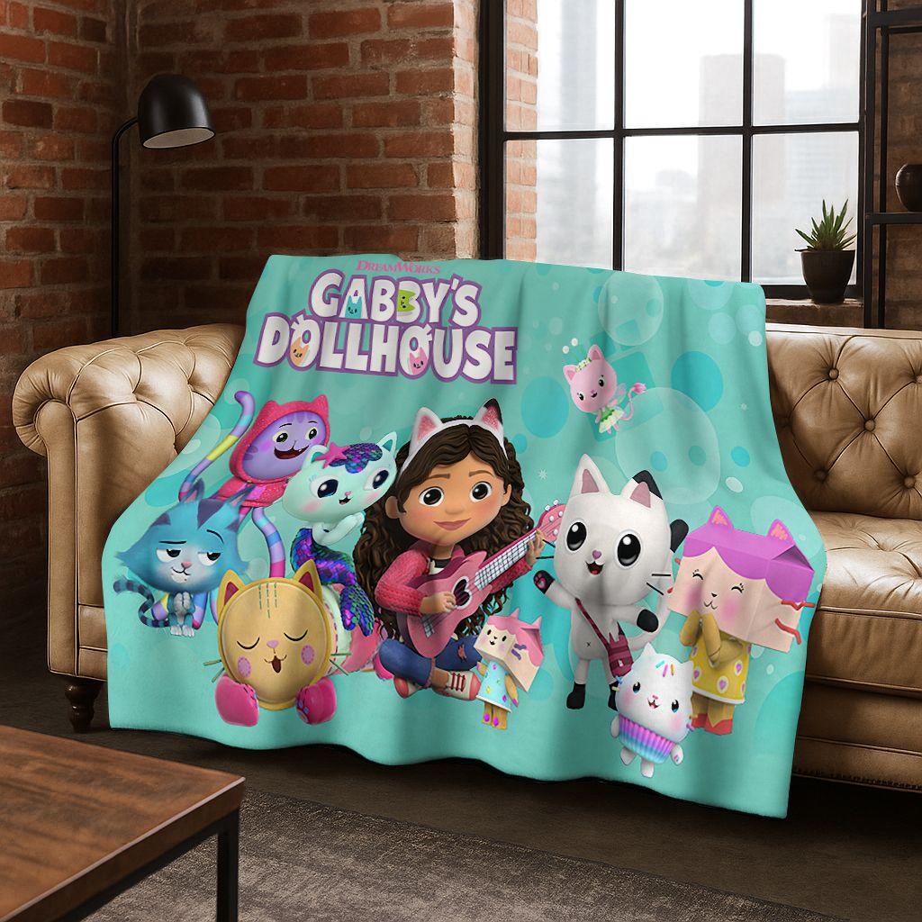 2026 New Cartoon Gabbys Dollhouse Girl Gift Flannel Blanket,Warm and Cozy Soft Throw Blanket for Home Bedroom Bed Sofa Cover Kid