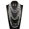 Stylish Pearls Jewelry Set Featuring Multilayers Necklace and Earrings Accessory for Fashionable Woman Casual Wear