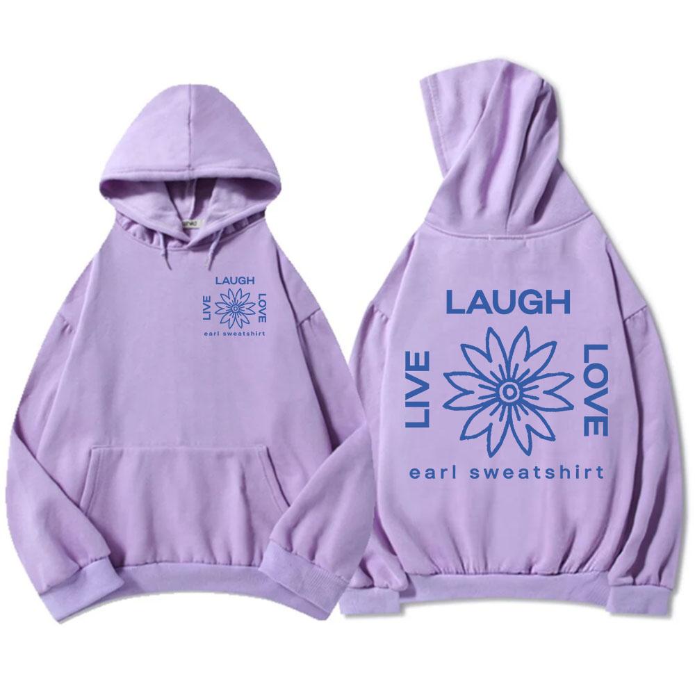 LLL FLOWER Print Hoodies Earl Sweatshirt Live Laugh Love Sweatshirt Autumn Fleece Male Hooded Pullovers Casual Men Clothes