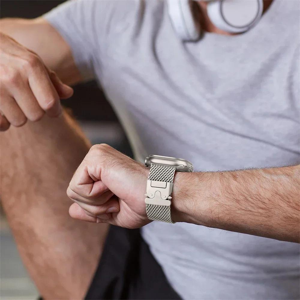 Миланская петля для ремешка Apple Watch Band Ultra 2 49 мм 46 мм 45 мм 44 мм 42 мм из нержавеющей стали для IWatch Series 10 9 8 7 6 5 4