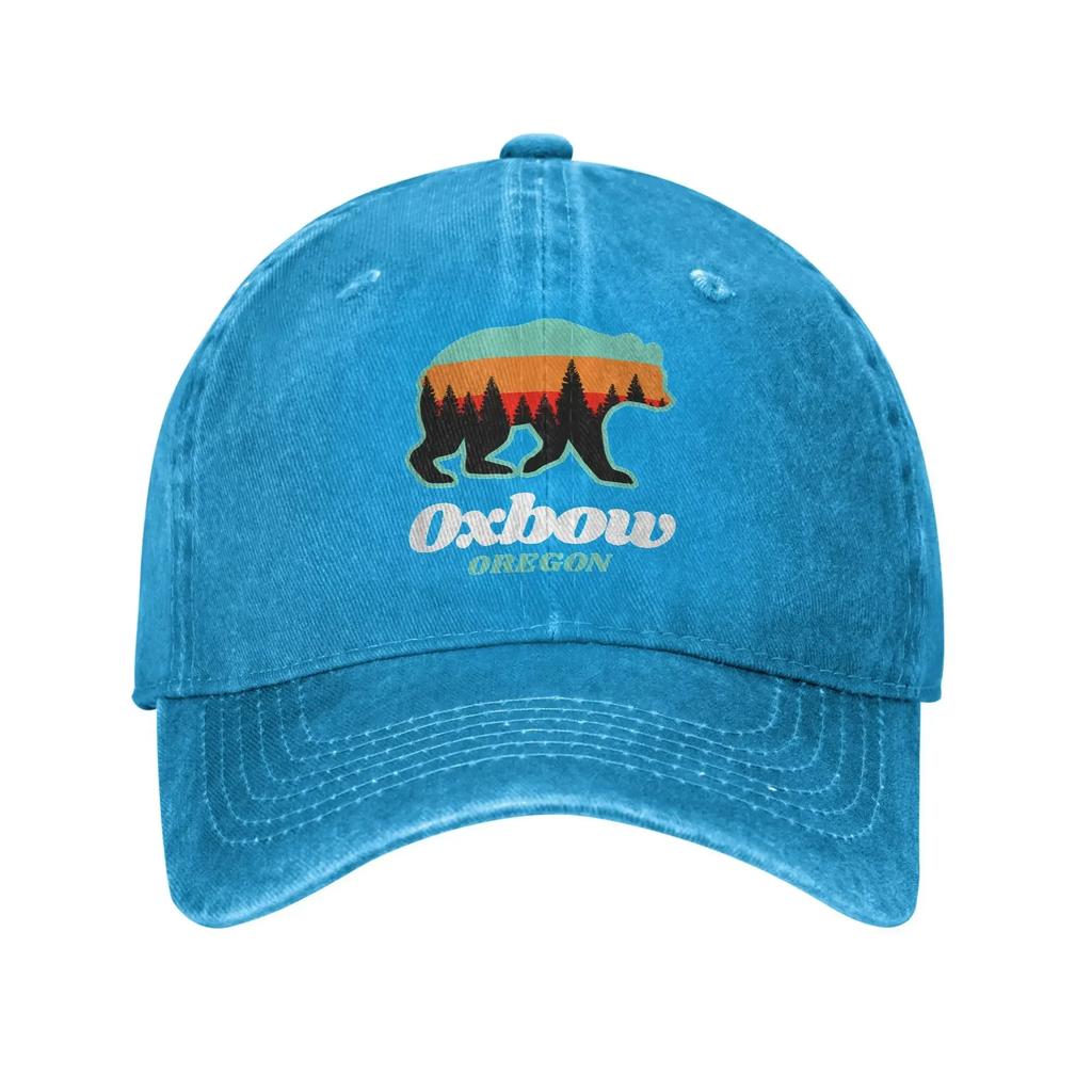 Vintage Oxbow Oregon Fishing Summer Bear Baseball Cap Unisex Women Distressed Denim Snapback Hat Mountain Outdoor Adjustable Hats