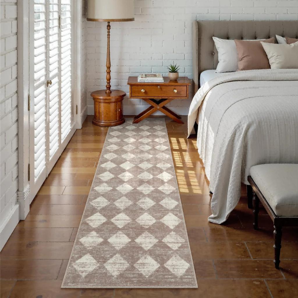 Простой клетчатый ковер для охлаждения, противоскользящий прикроватный коврик в спальне, коврик для пола в коридоре, украшение для дома