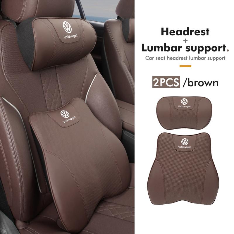 O2For Volkswagen VW Car Back Pillow Napa Leather Memory Cotton Headrest Lumbar Support Scirocco Passat Polo B5 B6 B7 CC Tiguan