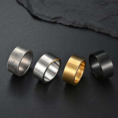 Минималистичное кольцо шириной 10 мм из матовой шлифованной титановой стали, серебристое, трендовое мужское кольцо в стиле ретро
