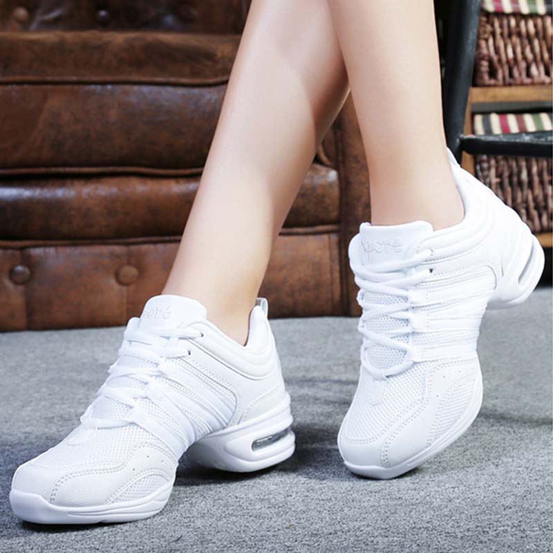 Jazz Shoes Women's Zumba Shoes Jazz Dance Shoes Dance Trainers Modern Mesh Split Sole Lace Up Air Cushion Shoes Sporty Fitness Hiking Shoes Size 34-43