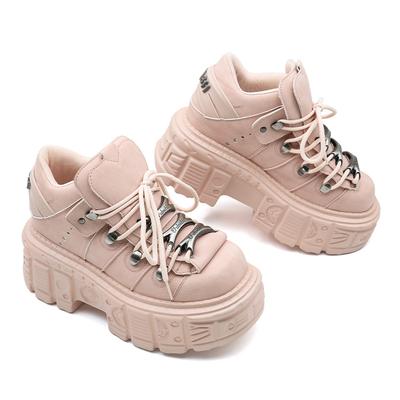 Туфли на толстой платформе, металлические, в стиле панк, ботинки на массивном каблуке для женщин, уличная мода, высокие