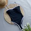 Women One Piece Bikini Vintage High Cut Swimsuit Bandeau Beachwear with Breast