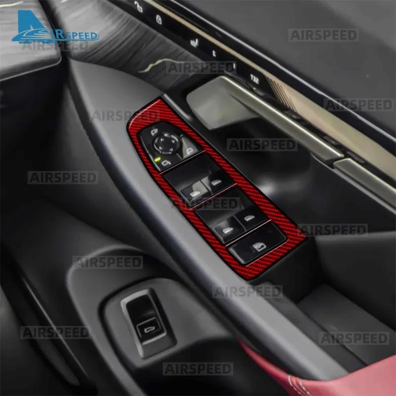 Real Carbon Fiber Car Window Switch Panel Sticker LHD RHD Trim For BMW 5 Series i5 G60 G61 G68 2024 2025