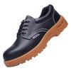 Мужские противоударные и противопрокольные антивелюровые коровьи кожаные стальные подноски противоударные и противопрокольные износостойкие рабочие туфли на подошве из говяжьей кожи, на четыре сезона