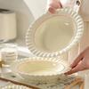 Круглая керамическая тарелка во французском стиле, легкая, роскошная, для ресторана, паста, обеденные тарелки, десертная тарелка для послеобеденного чая, изысканная столовая посуда