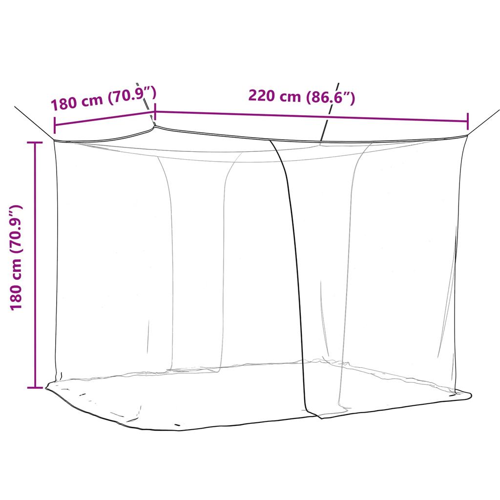 Mosquito Net for Bed 156 Meshes Black 220 x 180 x 180 cm