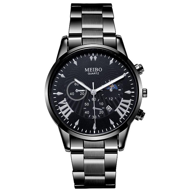 Fashion Business Three-Eye Watch Steel Belt Versatile Leisure Outdoor Hand Watch Quartz Watch
