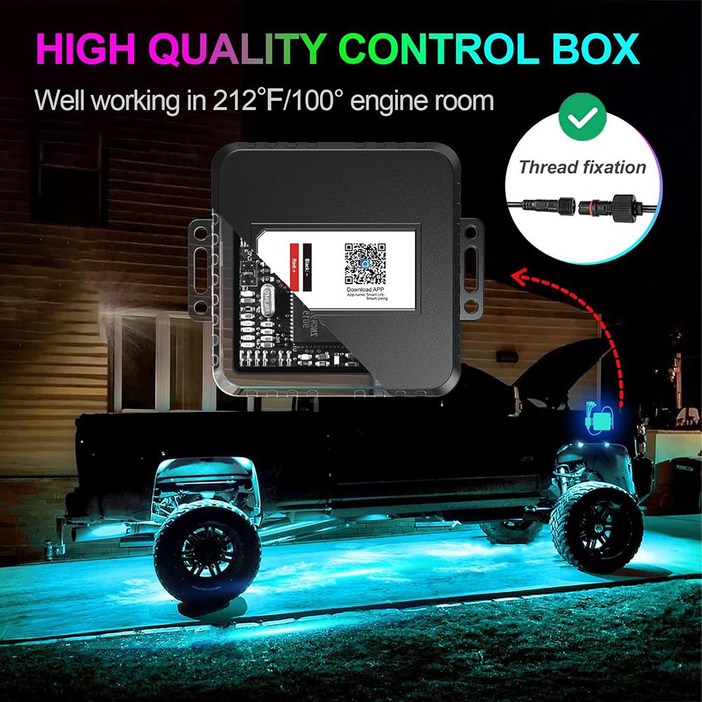 Подсветка Rock Lights 8/12 Pods RGB Led Multi Color App Remote Control Music Mode Well For Pickup ATV RZR UTV Chassis Light