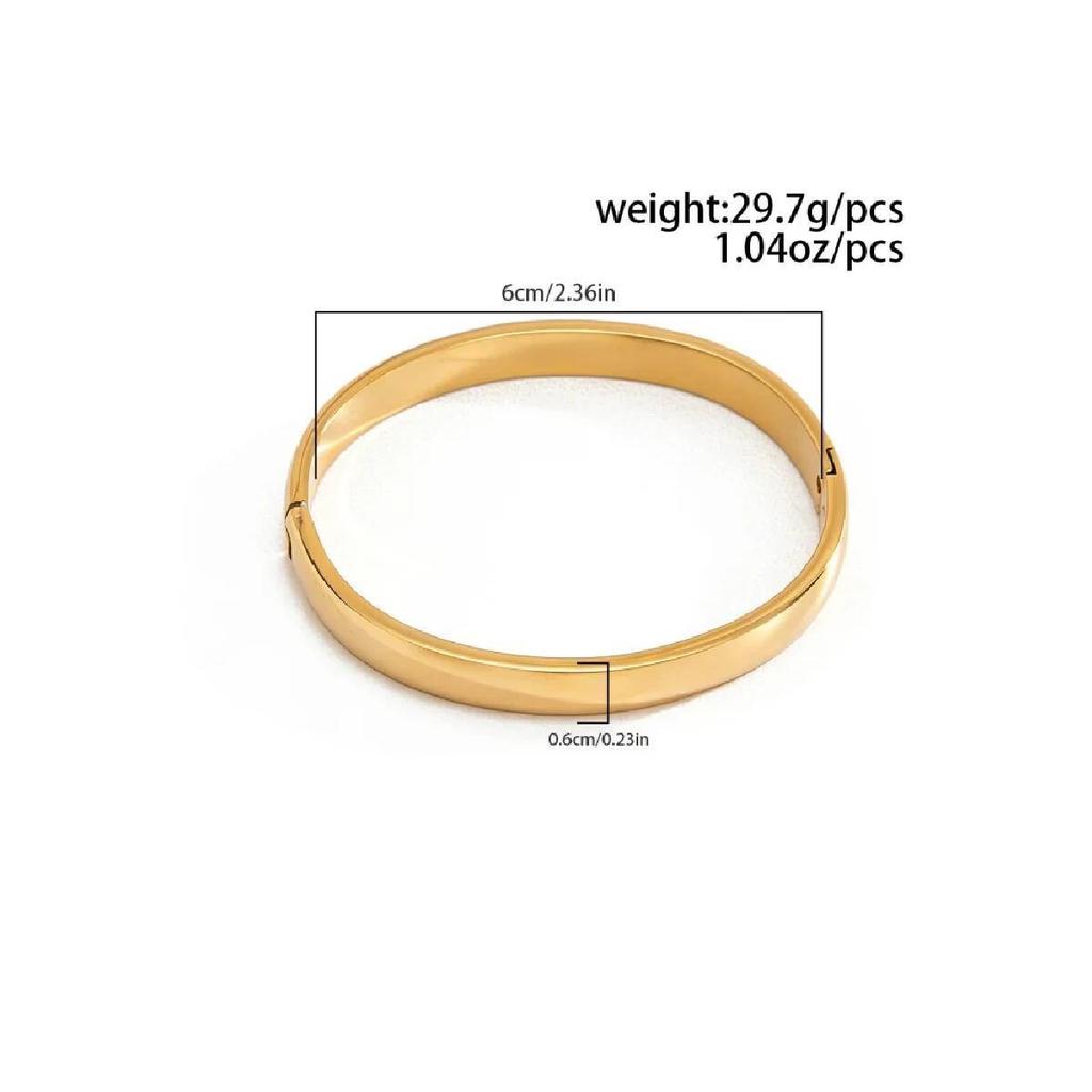 Salircon New Fashion Smooth 18K Gold Plated Stainless Steel Bangles for Women Stackable Metal Bracelet Charm Jewelry Accessories